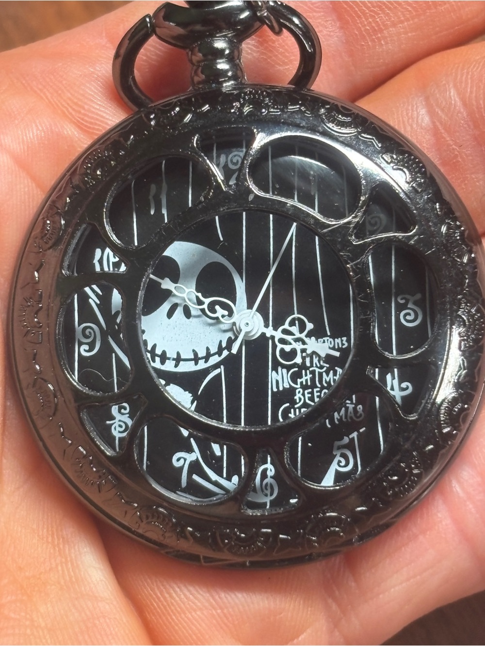 VINTAGE Jack Skellington Pocket Watch Necklace